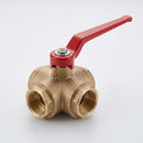 1" BSP Female 3-Way L Port Ball Valve, 25 Bar, Brass (view 2)