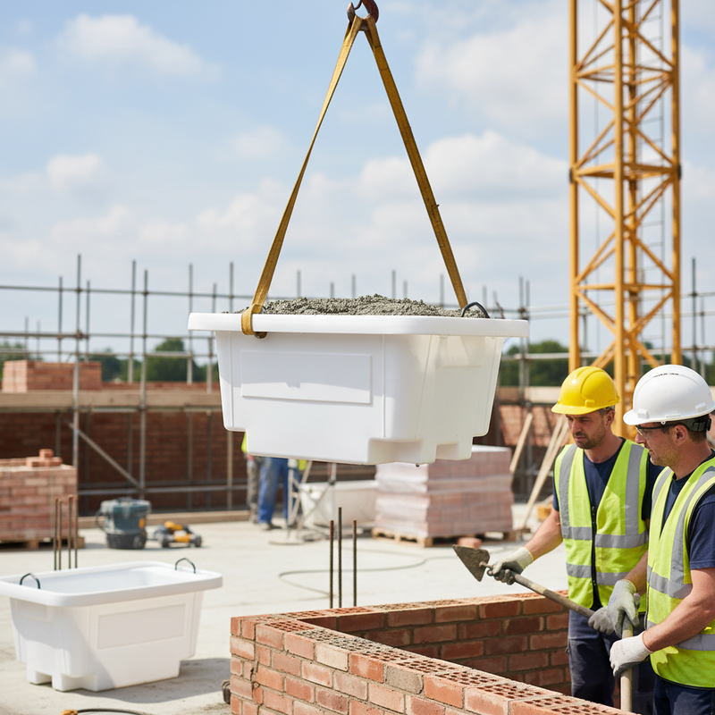 Light Gray 250 Litre Heavy Duty Mortar Tub for Construction Sites