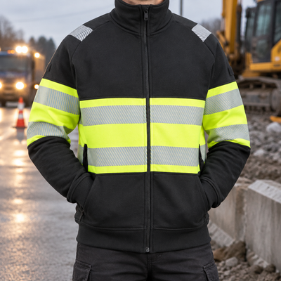 Class 1 High-Visibility Zip Front Jacket - Black/Hi-Vis Yellow