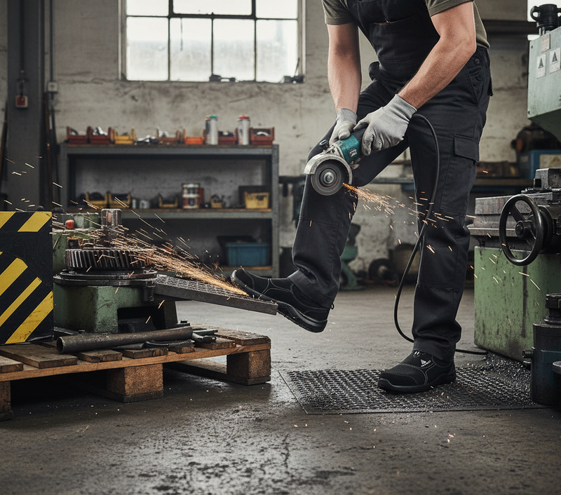 Dark Slate Gray Professional Slip-On Safety Trainers with Steel Toe Cap and Oil Resistant Outsole