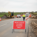 Rosy Brown Heavy Duty Road Ahead Closed Access Only Metal Sign - 1050mm x 750mm
