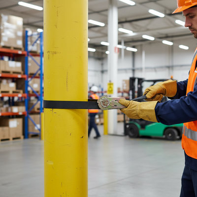 Heavy Duty Plastic Column Protector with Tensioning Belt for Impact Protection