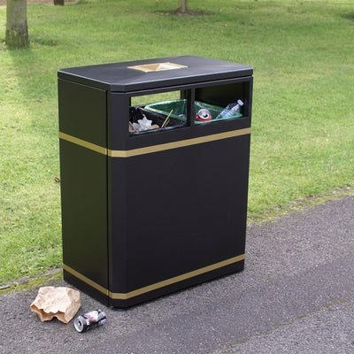 160 Litre Dual Litter and Recycling Bin – Galvanised Steel