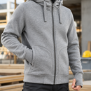Heavyweight Full Zip Hoodie with Thumb Holes - Grey Melange (view 2)