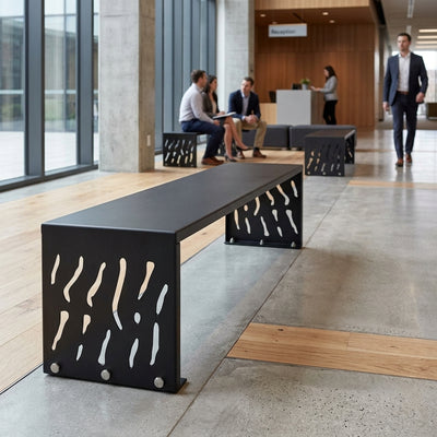 Steel bench, 450×450mm frame, powder-coated finish