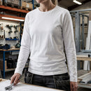 Women's White Long Sleeve Cotton Work Top