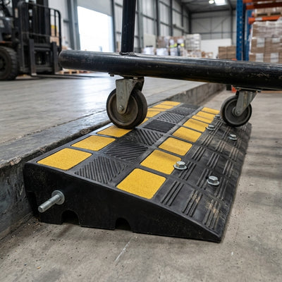 600 x 300 x 100mm rubber kerb ramp, 40 tonne capacity