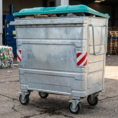 1280 litre galvanised steel wheeled container EN 840