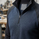 Navy/Black Raglan Zip Neck Work Jumper