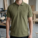 Khaki Green Polo Shirt with Chest Pocket - Cotton Blend