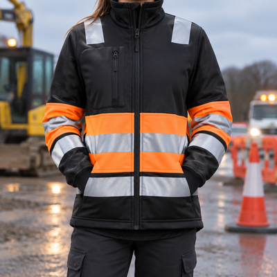 Women's Hi-Vis Class 1 Full Zip Jacket - Hi-Vis Orange/Black