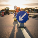 Dim Gray Keep Left/Right Reversible Traffic Cone Sign 750mm - Durable & Lightweight