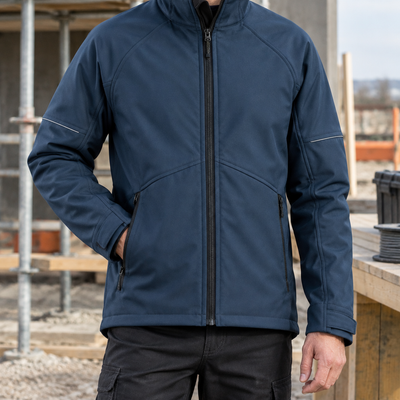 Softshell Work Jacket with Reflective Details - Navy/Black