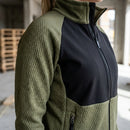 Women's Thermal Midlayer Work Jacket with Softshell Panels - Khaki Green/Black (view 2)