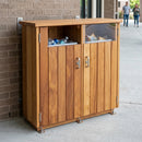 Slimline double hardwood bin with lockable doors