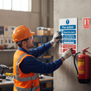 Slate Gray 5-Point Fire Action Safety Sign - Essential Emergency Guidance