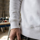 Crew Neck Work Sweatshirt with Ribbed Hems - White