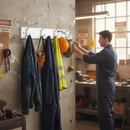 Premium Wall Mounted Coat Rack with Four Double Hooks and Clean White Board Design for Entryways and Bathrooms