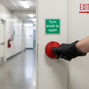 Gray Premium Turn Knob to Open Fire Safety Signs - Available in 2 Sizes