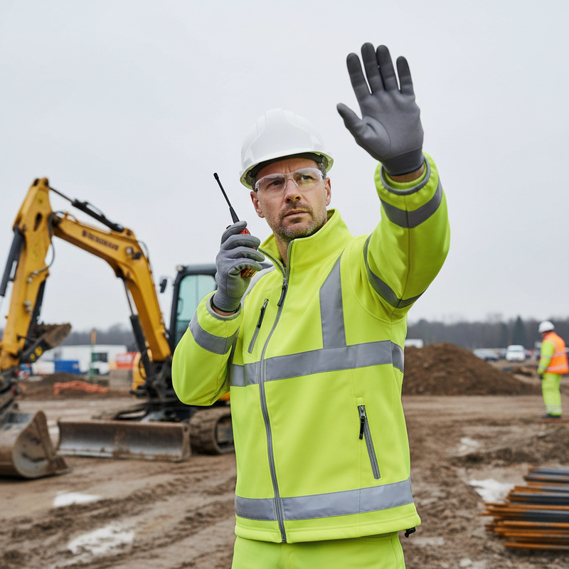 Light Gray High-Performance Softshell High Visibility Jacket with 3 Laminated Layers