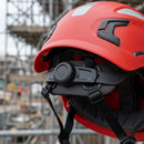 Red Non-Vented Safety Helmet with Micro Brim and Wheel Adjuster