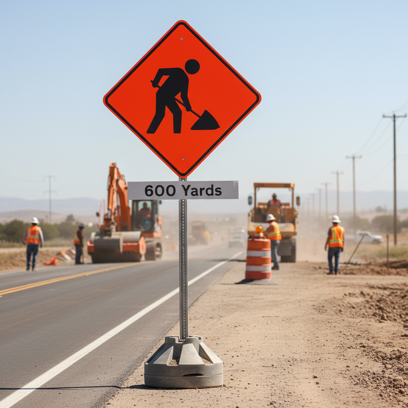 Gray 600 Yards Supplementary Plate for Road Works Signage