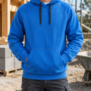 Heavy Duty Pullover Work Hoodie with Reinforced Elbows - True Blue