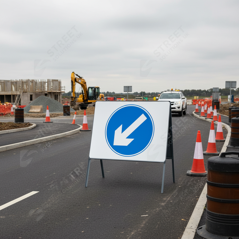 Light Gray Premium Keep Left Metal Sign Face - 750mm for Road Safety