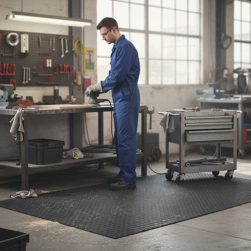 Dark Slate Gray Premium Anti-Slip Rubber Matting with Raised Circular Studs - 4.5mm Thick