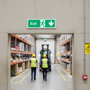 Dark Gray Premium Fire Exit Downwards Arrow Sign - Compliant Safety Signage