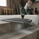 Dark Olive Green Premium Perforated Nosing Stair Treads with Self-Colour Finish - Open Steel Design for Enhanced Safety