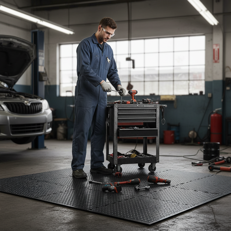 Dark Slate Gray Heavy Duty Interlocking Anti-Fatigue Mat for Industrial Use