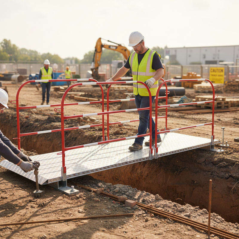 Dim Gray Temporary Heavy Duty Pedestrian Walkway Bridge for Construction Sites