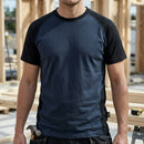 Two-Tone Cotton Crew Neck Work T-Shirt - Navy/Black