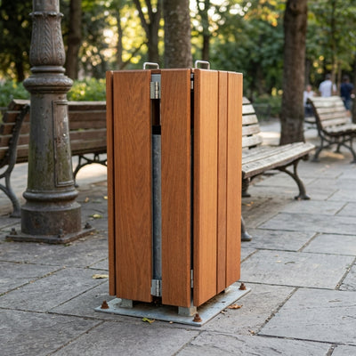 100 Litre wooden litter bin with galvanised steel frame