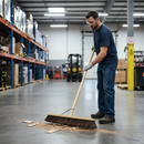 Dark Gray Heavy Duty Platform Broom with 24" Handle for Indoor & Outdoor Use