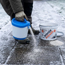 Hand-held salt spreader for pathways and driveways