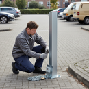Dark Gray Removable Heavy Duty Galvanised Steel Bollard - 1000mm Above Ground