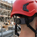 Red Vented Work Helmet with Micro Peak and Wheel Adjustment