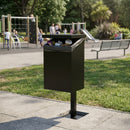 Square Post-Mountable Litter Bin, 56 Litre, Galvanised Steel