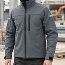 Softshell Work Jacket with Windproof Collar - Steel Grey/Black