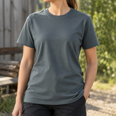 Women's Steel Grey Cotton Work Tee Shirt
