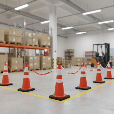 2.5m High-Performance Plastic Cone Chain Red & White