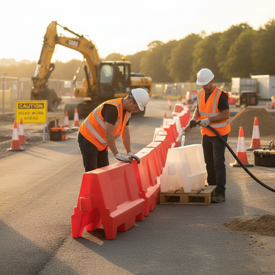 1 Metre Premium Water-Filled Stackable Road Safety Barrier