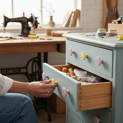 Premium Round Ceramic Knobs 40mm - 10 Pack with Smooth Glazed Surface for Easy Grip and Stylish Furniture Upgrade