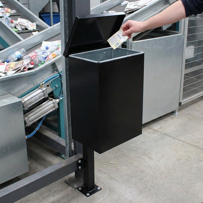 56 Litre Square Post Mountable Litter Bin, Galvanised Steel