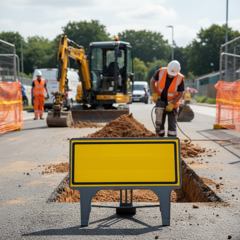 Gray Premium Yellow/Black 1050 x 450mm Q-Sign for Safety and Visibility