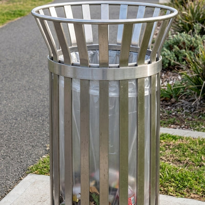 Stainless Steel Coastal Litter Bin 60–100L Flared Top