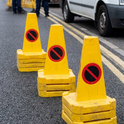 Sand-weighted traffic cone with 200mm no waiting symbol, 200 units