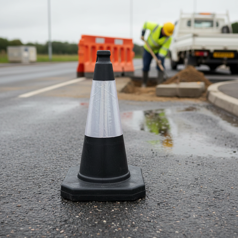 Light Slate Gray Premium 500mm Traffic Cone - High Durability and Reflectivity